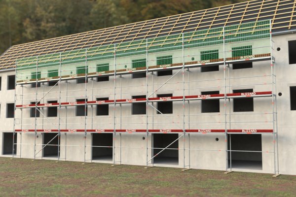 211,22 m² neues Dachfanggerüst mit Alu-Robustböden