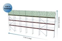 150,50 m² gebrauchtes Dachfanggerüst mit Holzbohlen